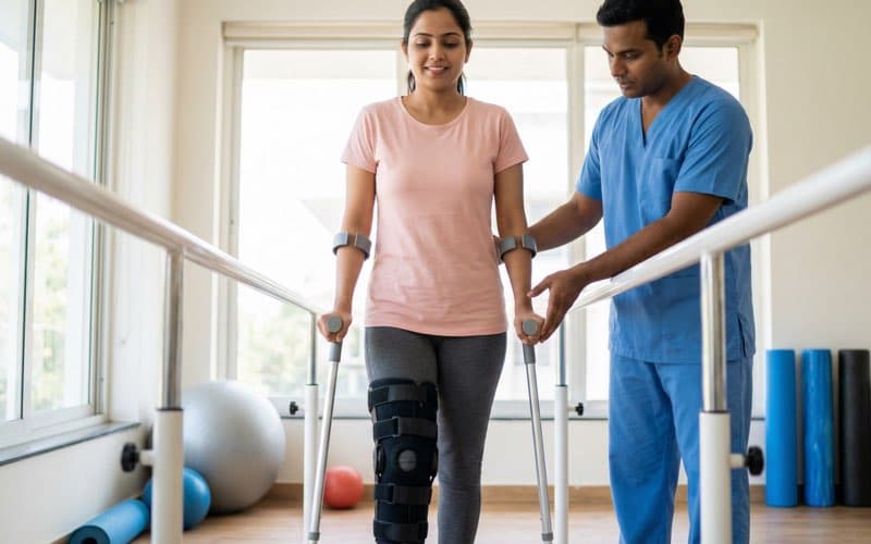 Post-surgical rehabilitation exercises after joint replacement surgery at Faridabad clinic